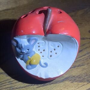 Red Apple Ceramic Mouse Decorative Trinket Dish